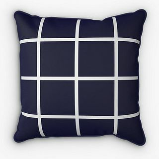 John Lewis & Partners Pernă de grădină cu imprimeu cu geam pentru fereastră, 43 x 43 cm, Indigo/Alb