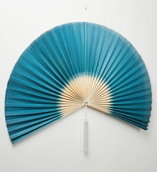 Agatator de perete cu ventilator din bambus albastru metalic