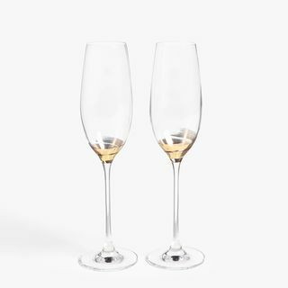 John Lewis & Partners Swirl Stem Flute Champagne, 240ml, Clear / Gold