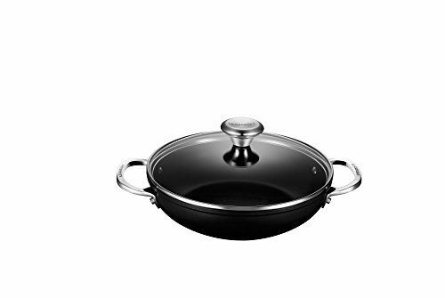 Le Creuset Casserolă de mică adâncime, întărită, antiaderentă, cu capac de sticlă, 2,5 qt.