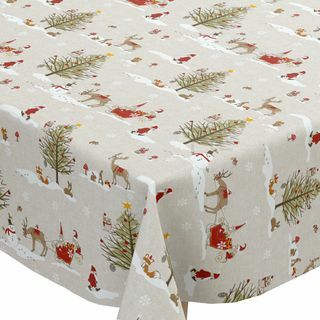 Crăciun Woodland Oilcloth Față de masă cu șterge