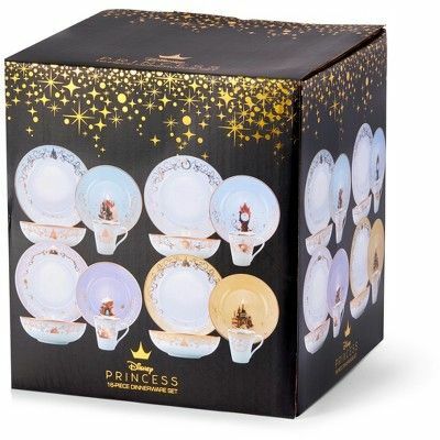 ThinkGeek, Inc. Set de veselă din ceramică cu 16 piese Disney Themed | Placi | Boluri | căni