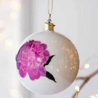 Decoratune pentru pom de Crăciun cu flori albe și roz de opal