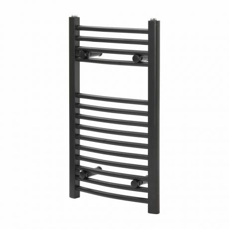 Radiator prosop curbat vertical negru Flomasta