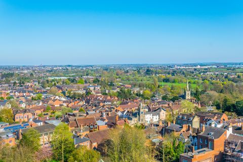 Vedere aeriană din Warwick, Anglia