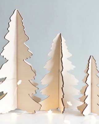 Set de trei pomi de Crăciun din lemn alternativi