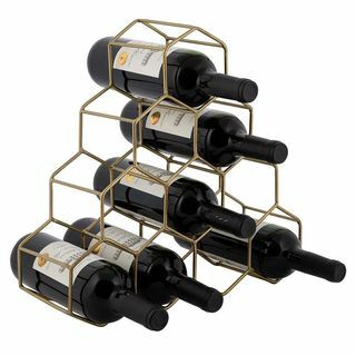 Raft pentru vin din sârmă hexagonală - auriu