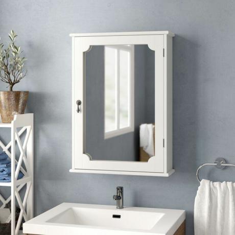 Dulap cu oglindă de baie cu rama albă